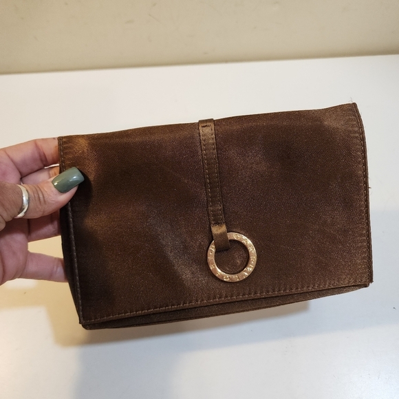 Bulgary Brown Satin Satchel Cosmetic Bag - Picture 10 of 12